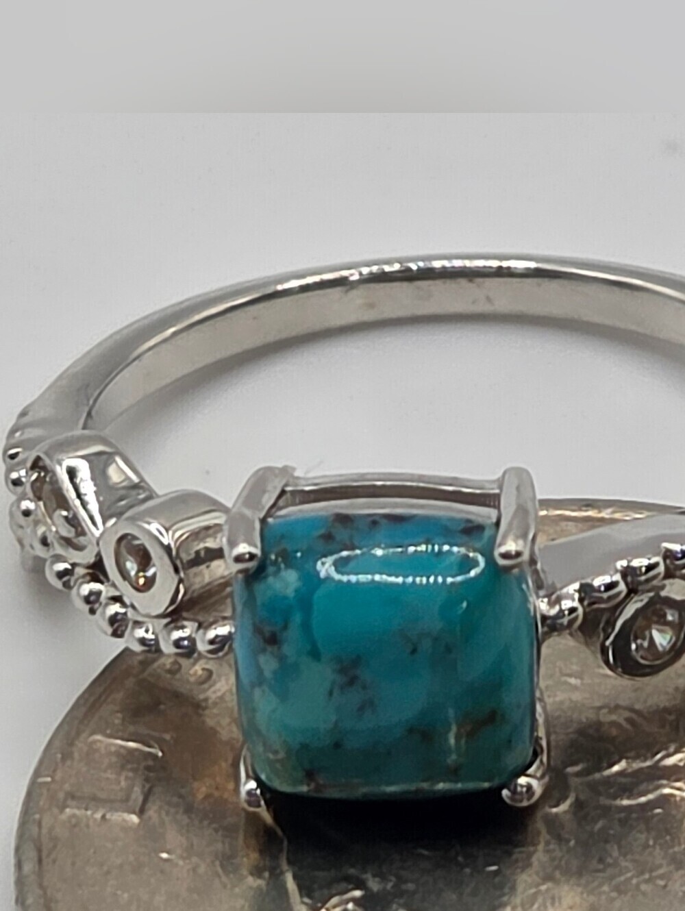 925 Sterling Silver Turquoise Ring Size 7 Blue Statement Boho New Jewelry - Picture 5 of 8